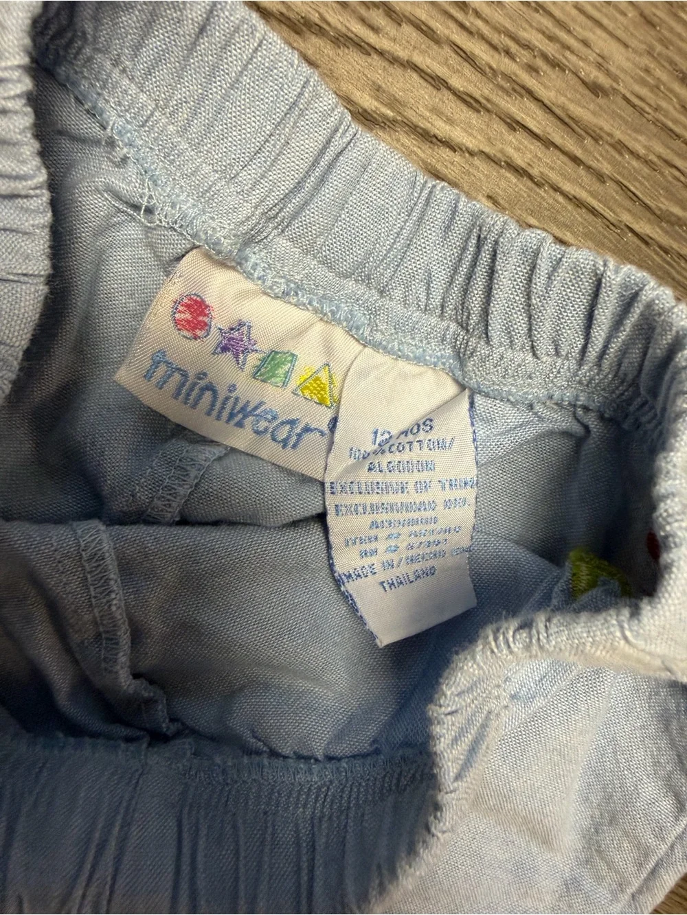 miniwear Light Blue Cherry Embroidered Shorts with Red Trim